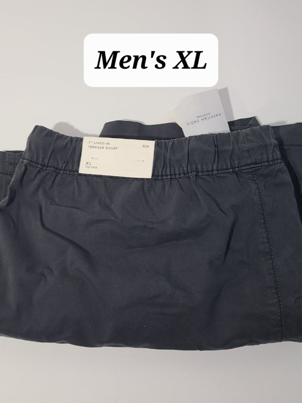 American Eagle Flex Lived In Trekker Gray XL Drawstring Pull On 7” Shirts NWT